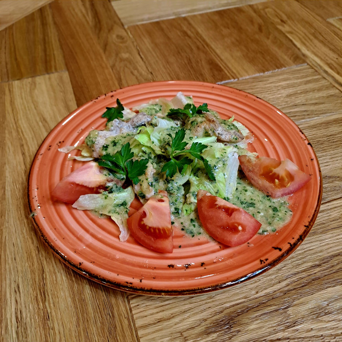 Салат куриный с горчичной заправкой